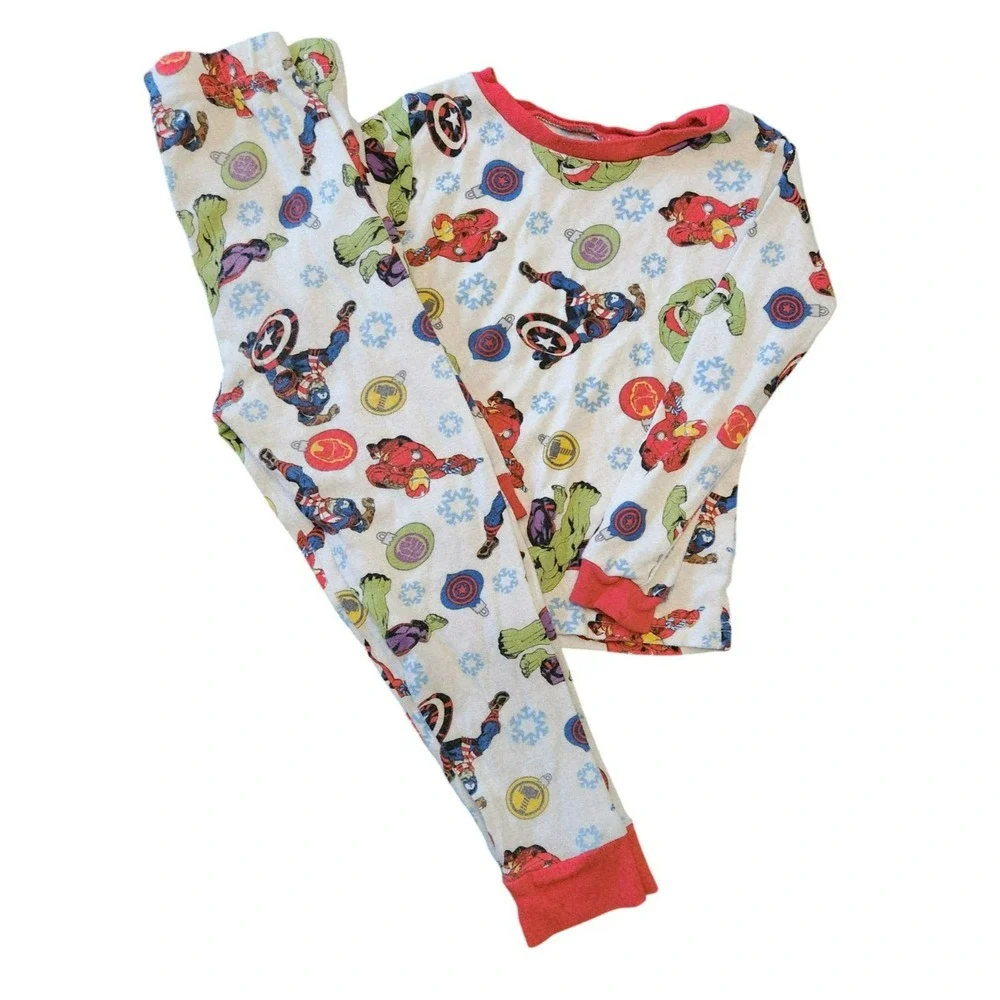 Marvel Avengers Kids Holiday Pajama Set Captain America Iron Man Hulk Size 6